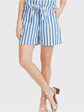 J.Crew Pull-On Striped Shorts in blue and white